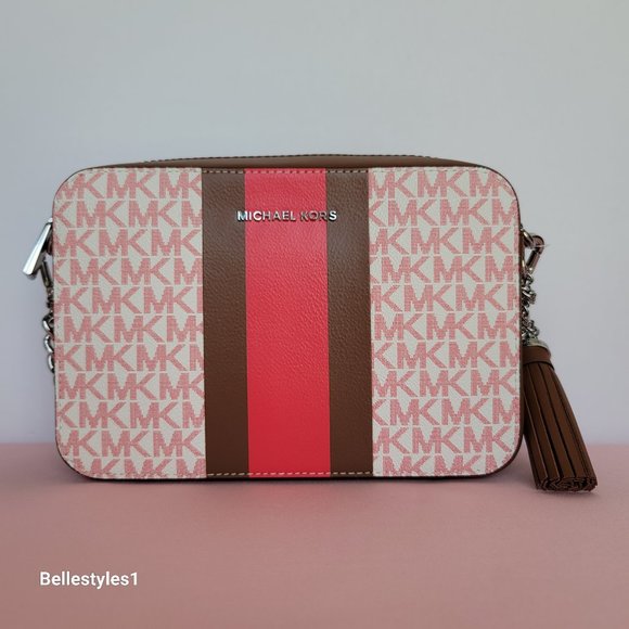 MICHAEL KORS Jet Set Medium Signature Logo Print Camera Bag-Geranium Multi - Picture 6 of 16